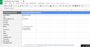Reporte de Google analytics con addon google sheets