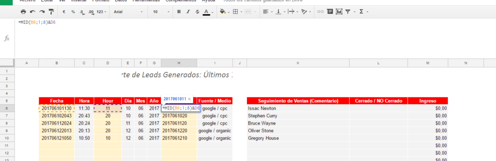 Key para google sheets y gmail