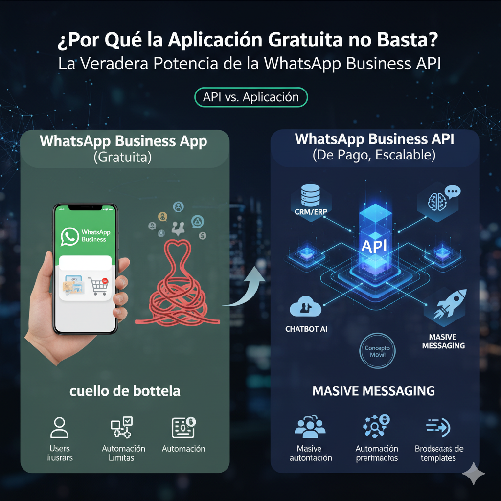 ¿Por Qué la Aplicación Gratuita no Basta? La Verdadera Potencia de la WhatsApp Business API